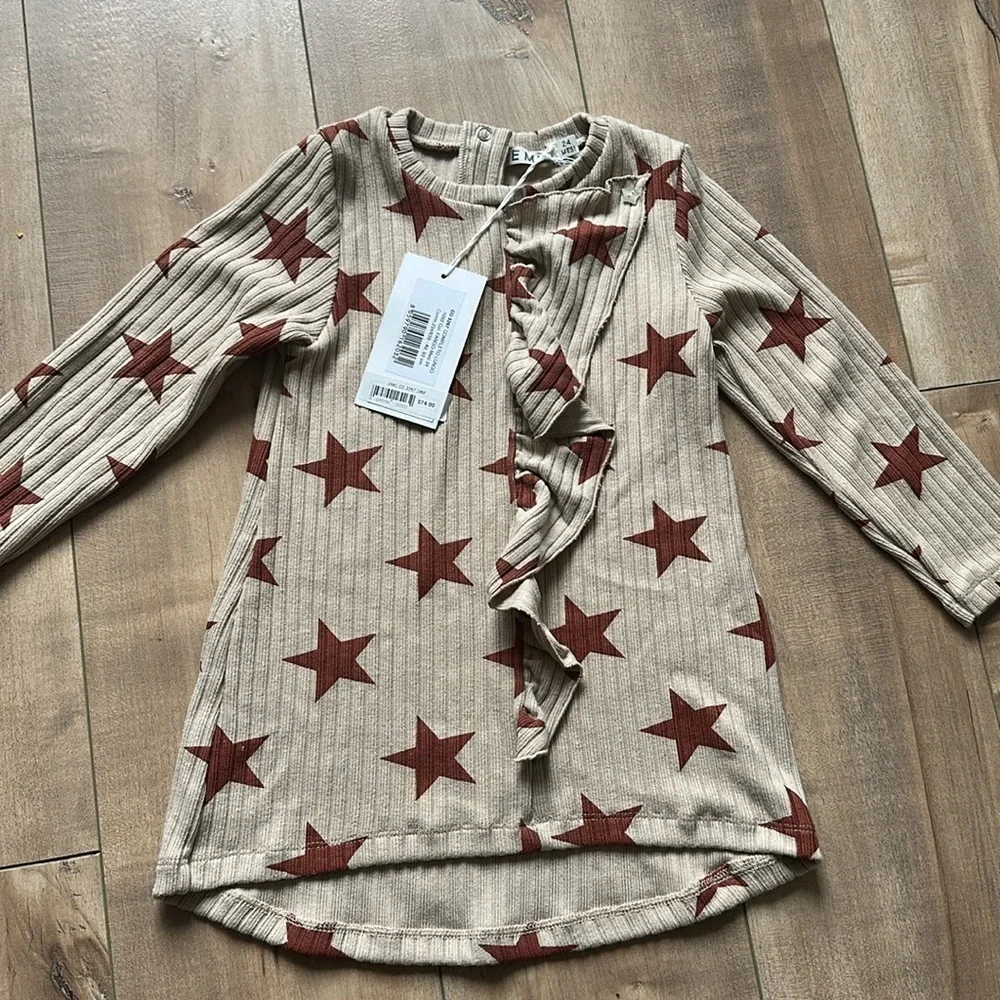 NWT EMC Italian Brand 2 Piece Dress/Pants Matching Baby Girl Star Set 24 Months